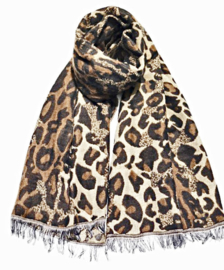 Sjaal soft leopard bruin