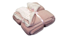 Lars plaid met zachte teddyvoering – oudroze en taupe