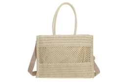 Menton geweven shopper met ritssluiting en extra etui