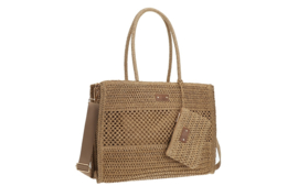 Menton geweven shopper met ritssluiting en extra etui