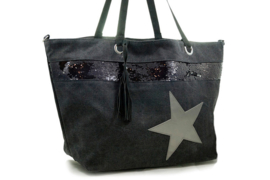 Beach shopper zwart