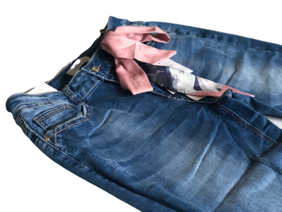 Monday jeans met sjaal (Kleur: Blauw) | Broeken Jeans | Piboli