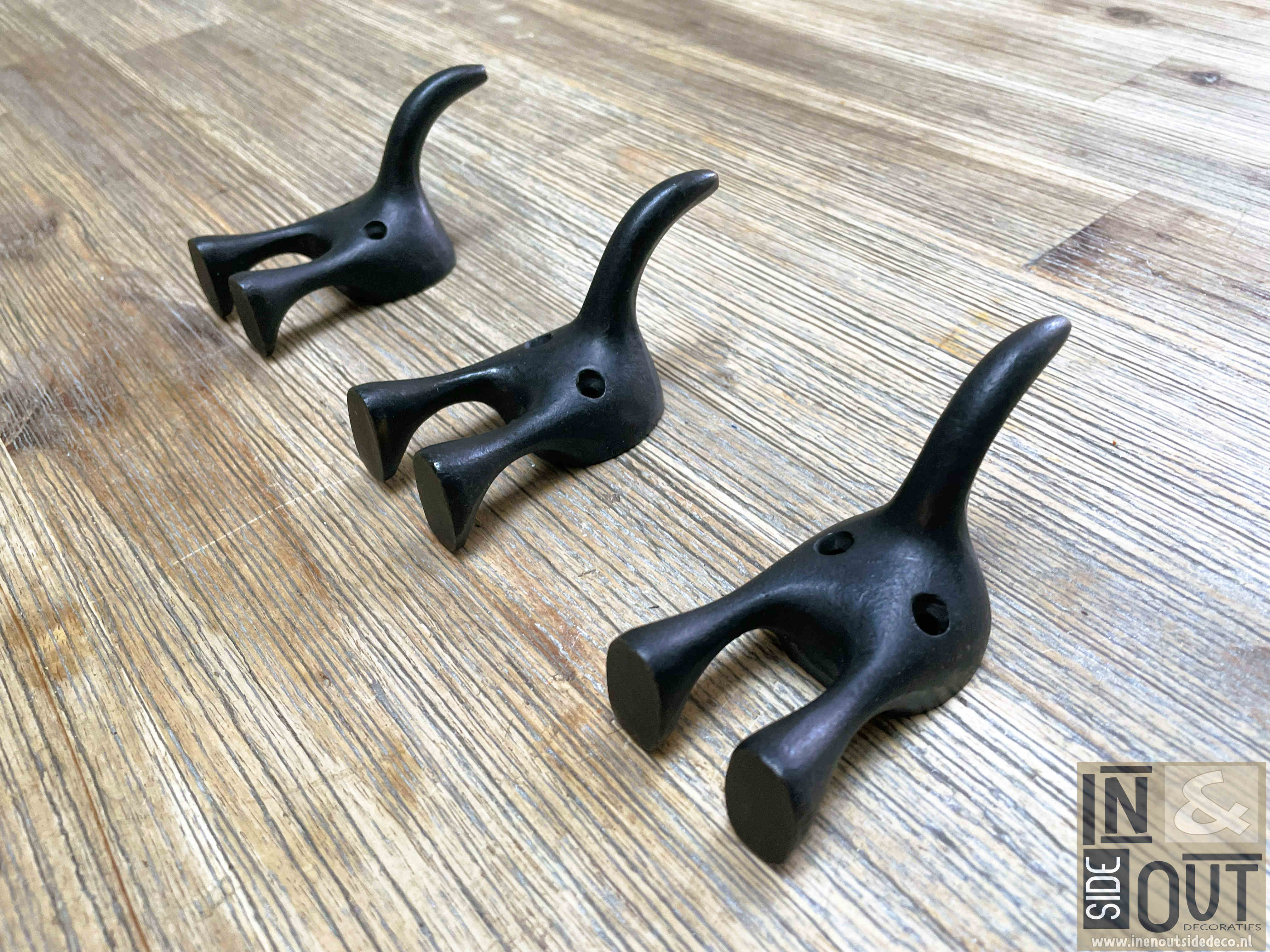 Kapstokhaak "Doggy Tail" | Vintage Zwart | Hondenkont Haak | Inclusief Schroeven
