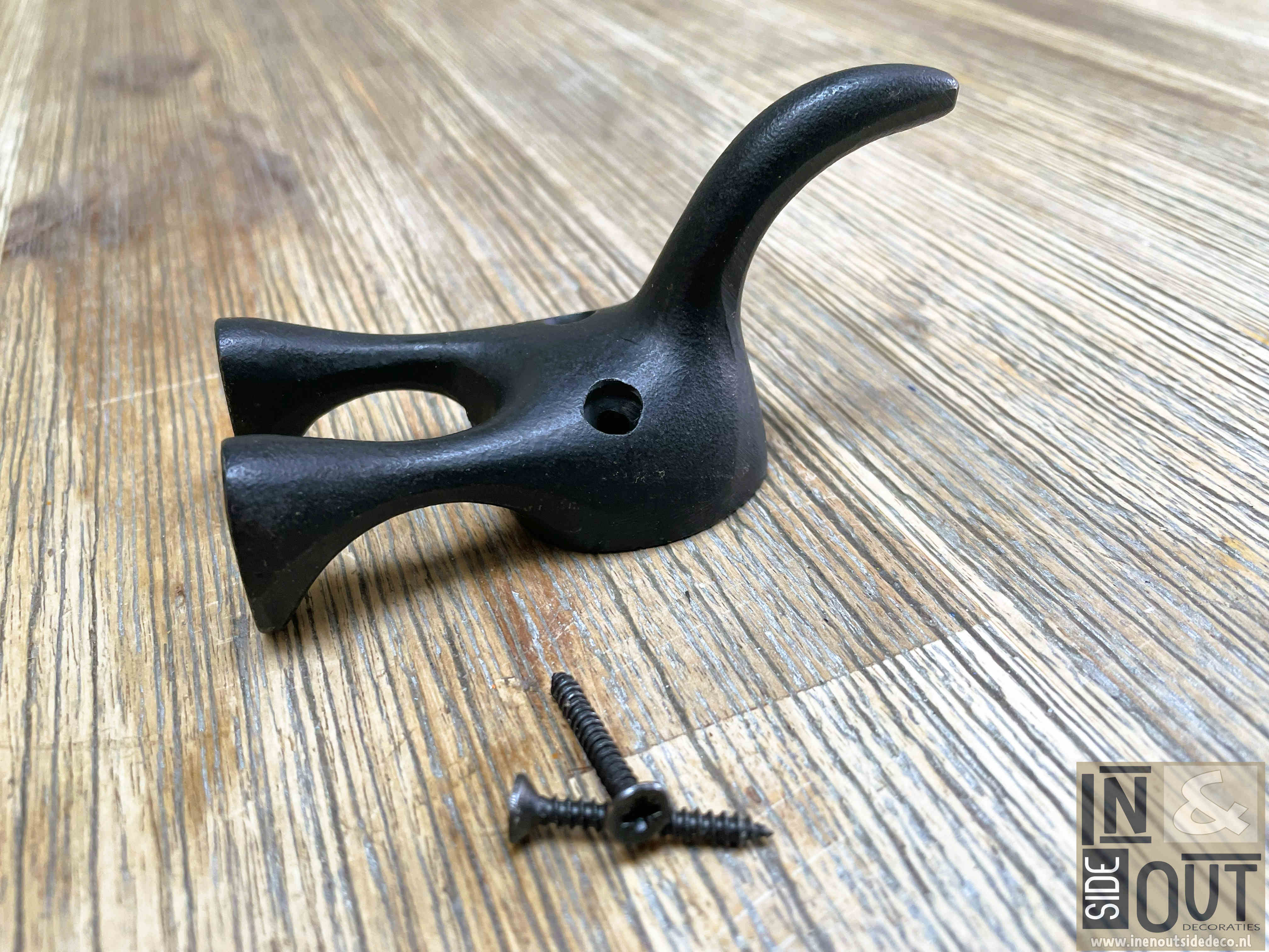 Kapstokhaak "Doggy Tail" | Vintage Zwart | Hondenkont Haak | Inclusief Schroeven