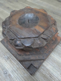 Robuuste houten poer kandelaar| Uniek |