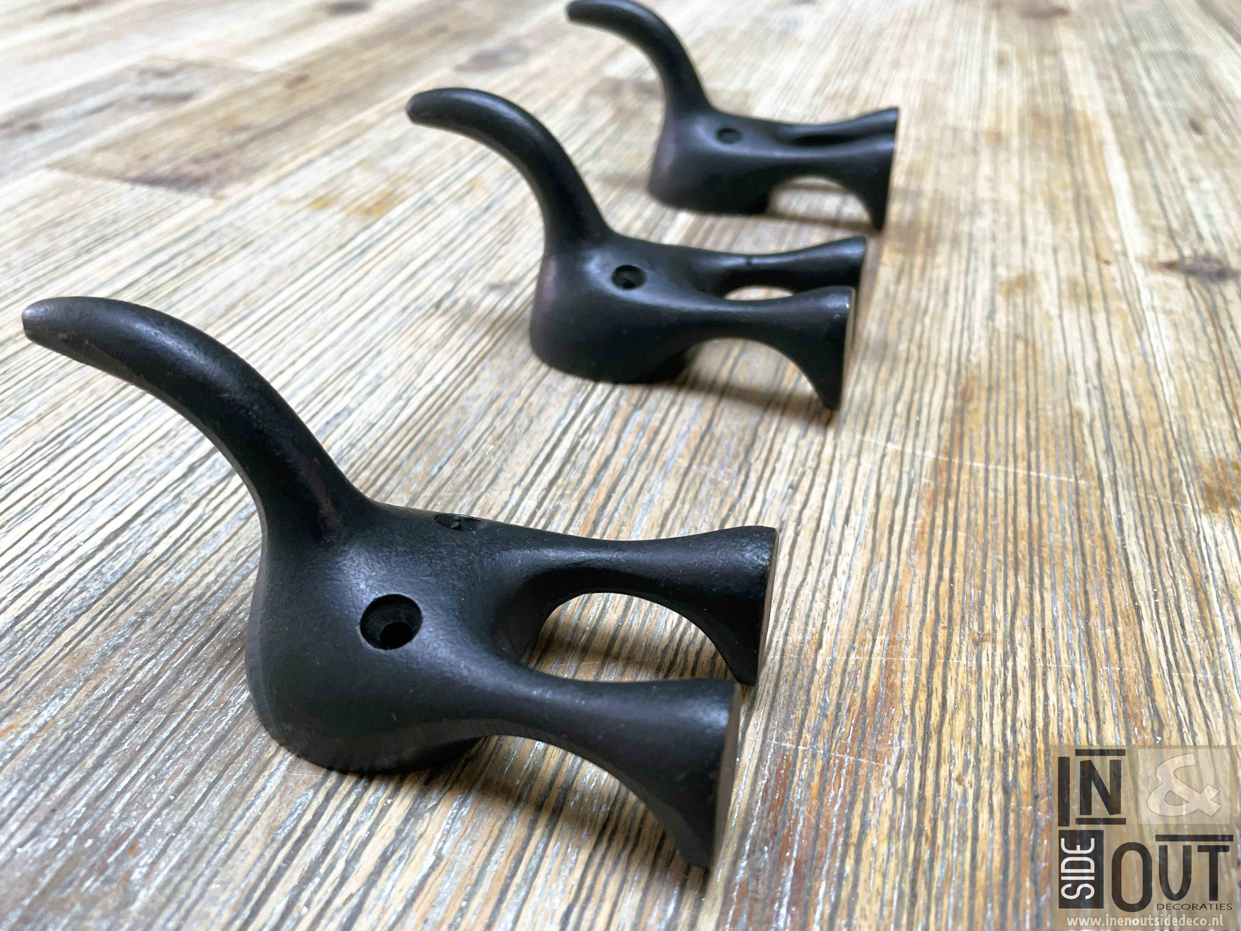 Kapstokhaak "Doggy Tail" | Vintage Zwart | Hondenkont Haak | Inclusief Schroeven