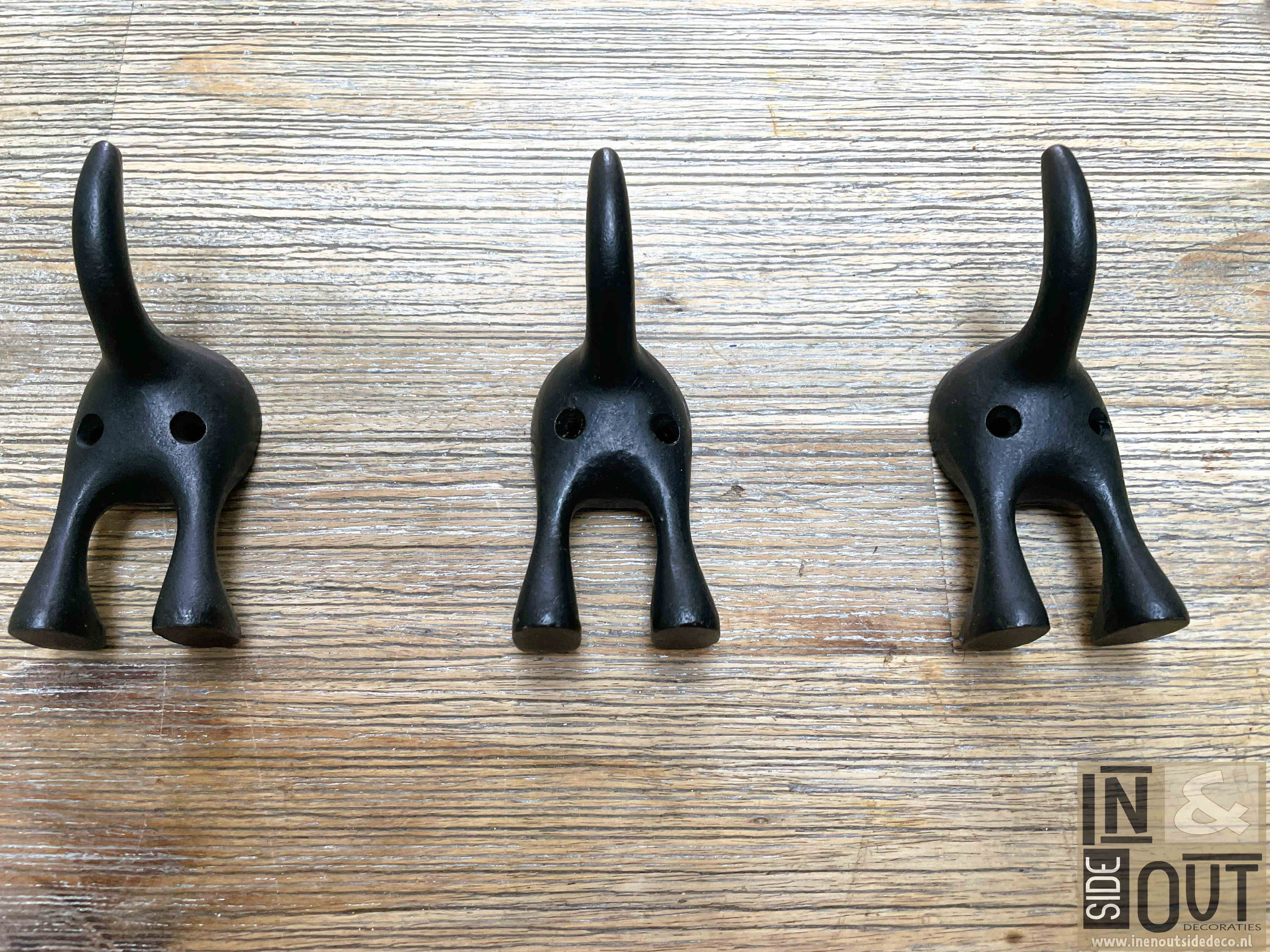 Kapstokhaak "Doggy Tail" | Vintage Zwart | Hondenkont Haak | Inclusief Schroeven