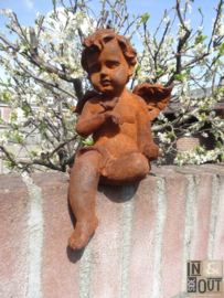 Angel with bird | Sitting | Cast iron |