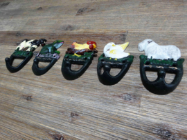 Set gietijzeren kapstokhaken| Dieren | 5 stuks