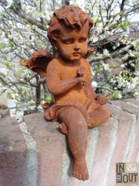 Angel with bird | Sitting | Cast iron |