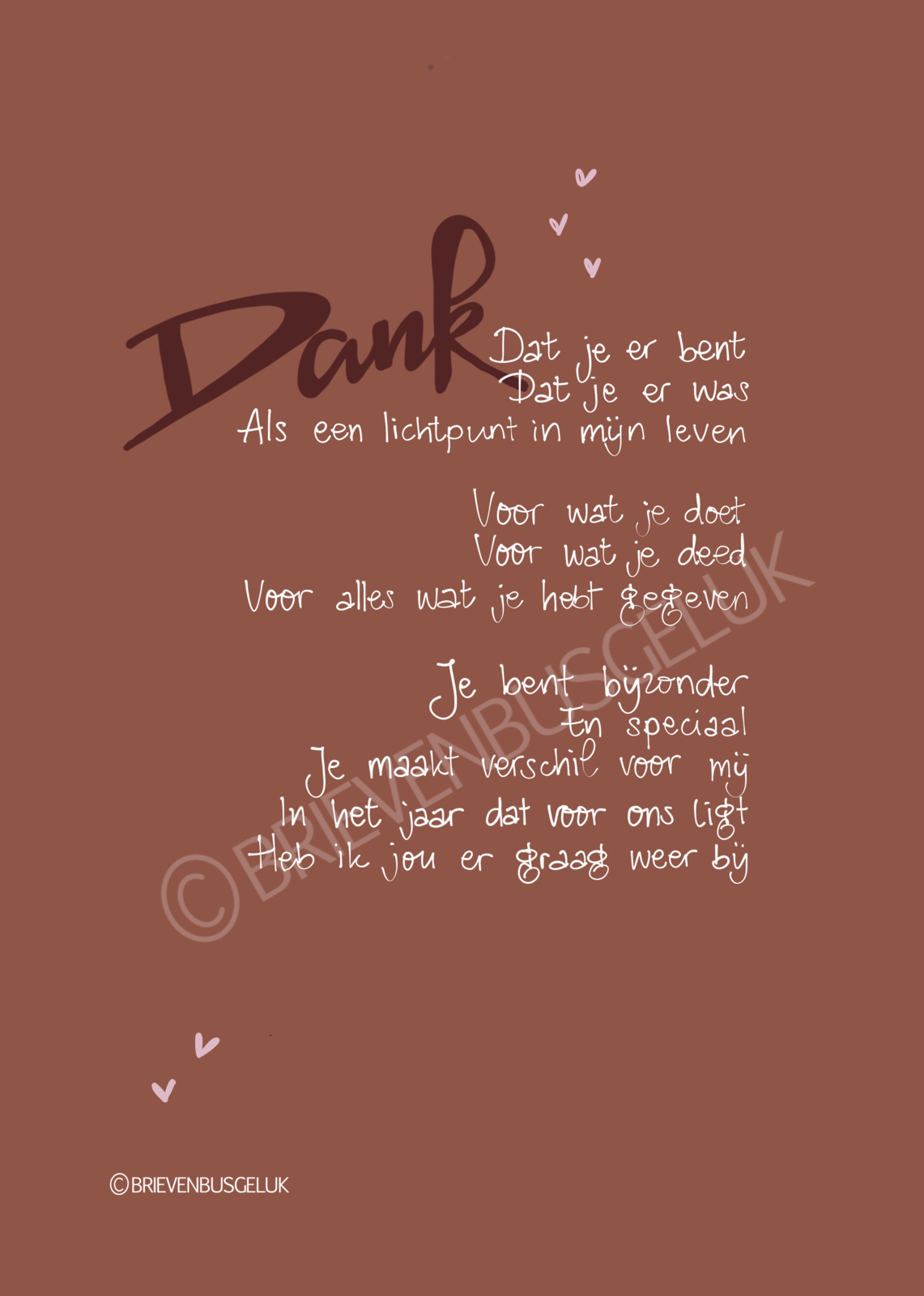 ‘Mijn altijd wil ik met jou’ + ‘Dank’