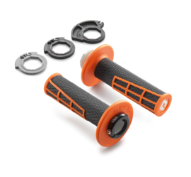 KTM  LOCK ON HANDVAT SET ORIGINEEL ZWART / ORANJE