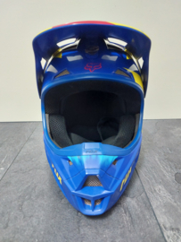 FOX V1 VANDAL ADULT HELMET  MET MIPS BRAIN PROTECTED SYSTEM MAAT S 55-56 CM BLAUW / GEEL GEBRUIKT