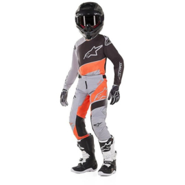 ALPINESTARS JEUGD SHIRT RACER SUPERMATIC JERSEY LICHT GRIJS / ORANGE FLUO / BLACK MAAT L NIEUW