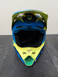 FOX V3  YOUTH DIVIZION HELMET MET MIPS BRAIN PROTECTED SYSTEM MAAT YL 51-52 CM  BLAUW / GROEN   GEBRUIKT