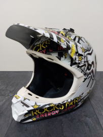 FOX V3 ROCKSTAR RYAN DUNGEY  ADULT HELMET  MET MIPS BRAIN PROTECTED SYSTEM MAAT S 54-56 CM WIT/ZWART GEBRUIKT