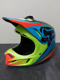 FOX V4 RACE HELMET MET MIPS BRAIN PROTECTED SYSTEM MAAT S 54-56 CM  BLAUW / GEEL   GEBRUIKT