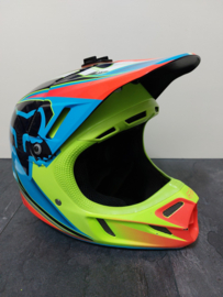 FOX V4 RACE HELMET MET MIPS BRAIN PROTECTED SYSTEM MAAT S 54-56 CM  BLAUW / GEEL   GEBRUIKT