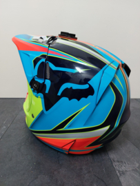 FOX V4 RACE HELMET MET MIPS BRAIN PROTECTED SYSTEM MAAT S 54-56 CM  BLAUW / GEEL   GEBRUIKT