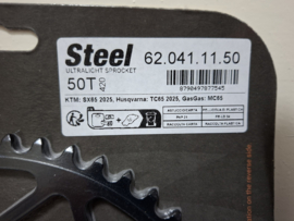 KTM SX 65 / HUSQVARNA TC 65 / GASGAS MC 65 MOTOMASTER STAAL ACHTERTANDWIEL ZWART 50 TANDS 2025-2026