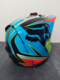 FOX V4 RACE HELMET MET MIPS BRAIN PROTECTED SYSTEM MAAT S 54-56 CM  BLAUW / GEEL   GEBRUIKT