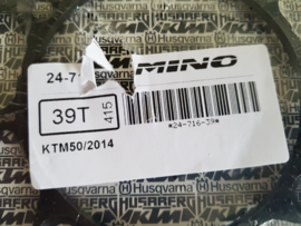 KTM SX 50 / HUSQVARNA  TC 50 / GASGAS MC 50 MINO ACHTERTANDWIEL STAAL  ZWART 39 TANDS 2014 - 2024