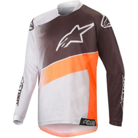 ALPINESTARS JEUGD SHIRT RACER SUPERMATIC JERSEY LICHT GRIJS / ORANGE FLUO / BLACK MAAT L NIEUW