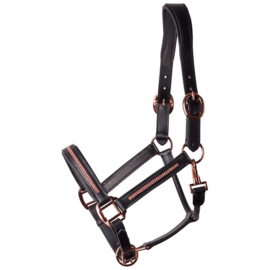 Harry horse Halster Leder Metallic Zwart-Rosegold
