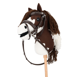 Hoofdstel luxe stiksels Hobby horse donkerbruin