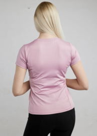 Montar MoHannah SS T-shirt met pied-de-poule logo op de voorkant Candy pink
