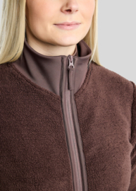 MontarMoEbba Teddy Pile Q-Zip Jacket w. Golden Quartz Crystal Tape - Black Peony