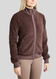 MontarMoEbba Teddy Pile Q-Zip Jacket w. Golden Quartz Crystal Tape - Black Peony