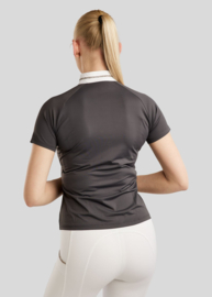 Montar MoLila SS wedstrijdshirt met champagnekleurige kristallen band en kristallen Slate grey