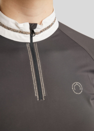 Montar MoLila SS wedstrijdshirt met champagnekleurige kristallen band en kristallen Slate grey