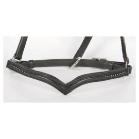 Halster leder, crystal V, zwart