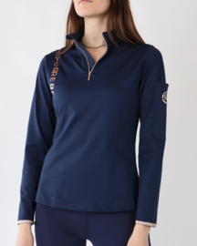 Rebel rosegold logo bid-chain neck zipper navy polo