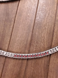 Lj leathers zwarte frontriem zilver/pink