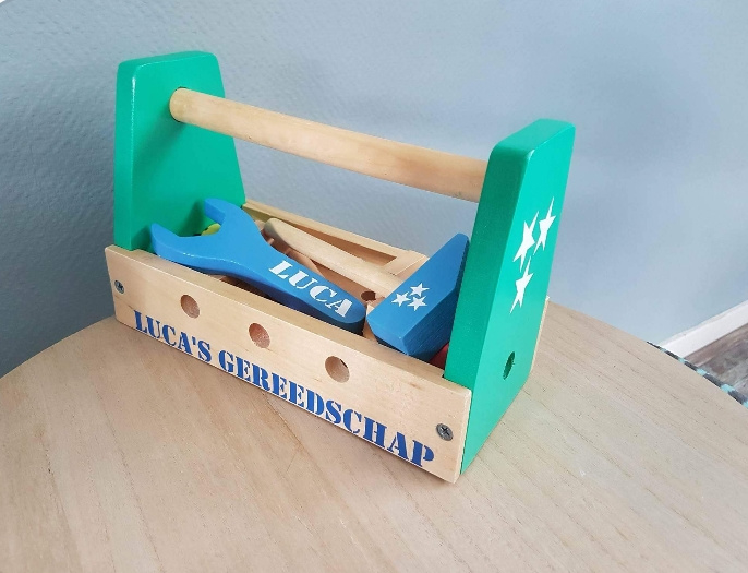 Houten gereedschapskist met naam | Houten speelgoed met naam Houten gereedschapskist met naam | Houten speelgoed met naam