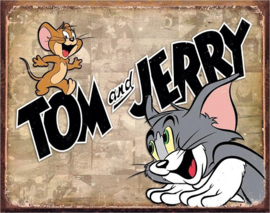Tom & Jerry Retro Panels​.  Metalen wandbord 31,5 x 40,5 cm.