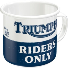 Triumph Riders Only. Emaille Drinkbeker H 8  Ø 8 cm