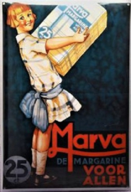 Marva Margarine. Emaille Reclamebord 35 x 50 cm.