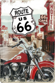 Route 66 Lone Rider Metalen wandbord in reliëf 20 x 30 cm