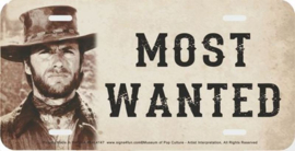 Clint Eastwood Most Wanted  Aluminium wandbord  15 x 30 cm.