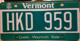 Vermont Originele license plate (kentekenplaat).  The Green Mountain State