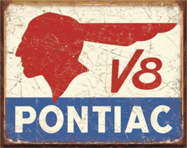 Pontiac V8.  Metalen wandbord 31,5 cm  x 40,5 cm..