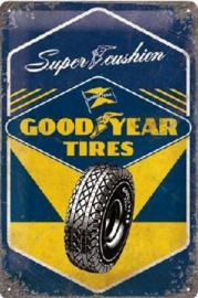 Good Year Tires Metalen wandbord in reliëf 20 x 30 cm.