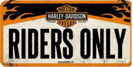 Harley Davidson Riders Only  Metalen wandbord 10 x 20 cm