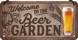 Welcome to the Beer Garden. Metalen wandbord 10 x 20 cm.