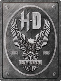 Harley Davidson Eagle​. Metalen wandbord in reliëf 30 x 40 cm.