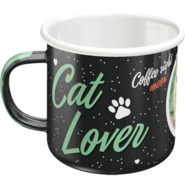 Cat Lover Black Emaille Drinkbeker.